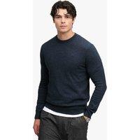 Superdry & Co Cotton Rich Crew Neck Jumper with Wool Navy