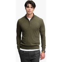 Superdry & Co Cotton Rich Half Zip Jumper with Wool Medium Green