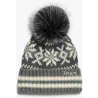 Superdry & Co Fair Isle Bobble Beanie Hat with Wool Grey Mix