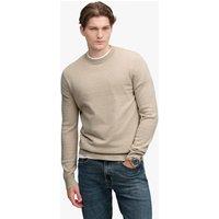Superdry & Co Cotton Rich Crew Neck Jumper with Wool Cream