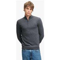 Superdry & Co Cotton Rich Half Zip Jumper with Wool Dark Grey