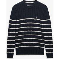 Superdry & Co Pure Cotton Striped Cable Jumper Navy Mix