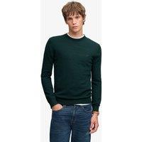 Superdry & Co Cotton Rich Crew Neck Jumper with Wool Green