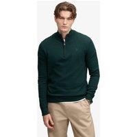 Superdry & Co Cotton Rich Half Zip Jumper with Wool Green