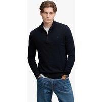 Superdry & Co Cotton Rich Half Zip Jumper with Wool Dark Navy
