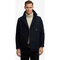 Superdry & Co Wool Blend Pea Coat Navy