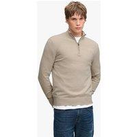 Superdry & Co Cotton Rich Half Zip Jumper with Wool Cream