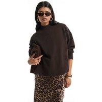 River Island Pure Cotton Leopard Print Midaxi Jumper Dress Brown Mix