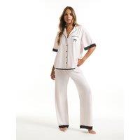 River Island Jersey Lace Trim Revere Pyjama Set Pink Mix