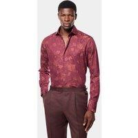 Hawes & Curtis Slim Fit Pure Cotton Floral Dress Shirt Burgundy