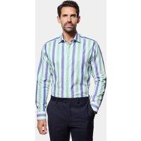 Hawes & Curtis Regular Fit Pure Cotton Striped Shirt Green Mix