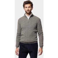 Hawes & Curtis Pure Wool Cable Knit Half Zip Jumper Green