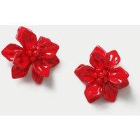M&S Ww Red Flower Statement Earrings Red