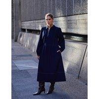 Live Unlimited London Cotton Rich Collared Midi Tiered Dress Blue