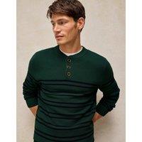 White Stuff Striped Henley Jumper Green Mix