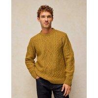 White Stuff Textured Cable Crew Neck Jumper Yellow
