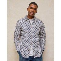 White Stuff Cotton Printed Oxford Shirt Blue