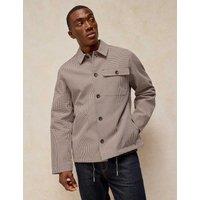 White Stuff Pure Cotton Gingham Button Up Coach Jacket Natural Mix