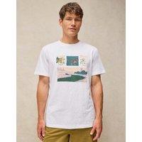 White Stuff Cotton Graphic Crew Neck Short Sleeve T-Shirt White