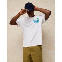 White Stuff Pure Cotton Graphic Crew Neck T-Shirt White