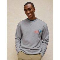 White Stuff Pure Cotton Crew Neck Graphic Sweatshirt Grey Mix
