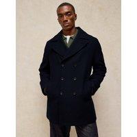 White Stuff Wool Blend Pea Coat Dark Navy