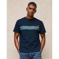 White Stuff Cotton Rich Graphic Print Short Sleeve T-Shirt Navy