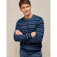 White Stuff Pure Cotton Striped Crew Neck Jumper Blue Mix