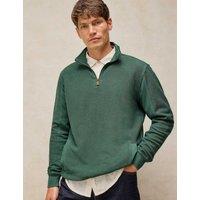 White Stuff Pure Cotton Half Zip Sweatshirt Dark Green