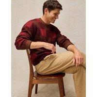 White Stuff Barnes Checked Crew Neck Jumper Red Mix