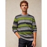 White Stuff Ombre Striped Crew Neck Jumper with Wool Grey Mix