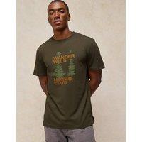White Stuff Cotton Rich Crew Neck Graphic T-Shirt Green