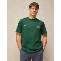 White Stuff Pure Cotton Embroidered Crew Neck T-Shirt Green Mix