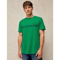 White Stuff Cotton Graphic Crew Neck Short Sleeve T-Shirt Green