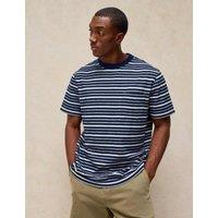White Stuff Pure Cotton Crew Neck Striped T-Shirt Blue Mix