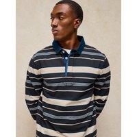 White Stuff Pure Cotton Striped Rugby Shirt Grey Mix