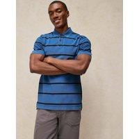 White Stuff Pure Cotton Striped Utility Polo Shirt Mid Blue