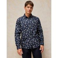 White Stuff Cotton Printed Oxford Shirt Navy