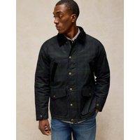 White Stuff Pure Cotton Checked Padded Waxed Jacket Navy Mix
