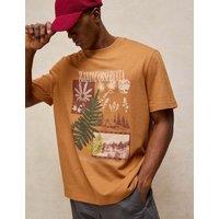 White Stuff Cotton Rich Crew Neck Graphic T-Shirt Tan