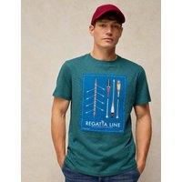 White Stuff Cotton Graphic Crew Neck Short Sleeve T-Shirt Teal