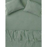 Piglet In Bed Linen Rich Gingham Fitted Sheet Dark Green Mix