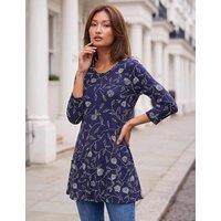 Roman Jersey Floral Pocket Tunic Navy