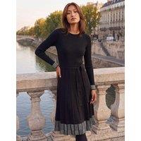Roman Printed Knee Length Skater Dress Black