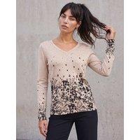 Roman Floral Embellished V-Neck Jumper Light Brown
