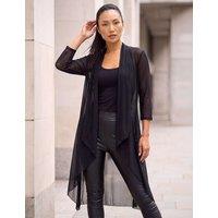 Roman Mesh Longline Kimono Black