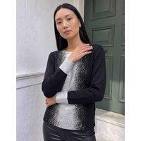 Roman Foil Print Crew Neck Jumper Black