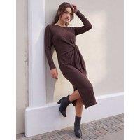 Roman Petite Ribbed Tie Detail Midi Bodycon Dress Chocolate