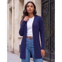 Roman Ribbed Edge to Edge Longline Cardigan Dark Blue