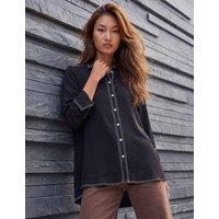 Roman Contrast Stitch Shirt Black